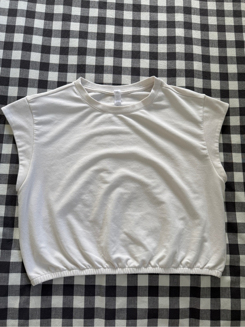 ALO Yoga White Elastic-Hem Crop Tank